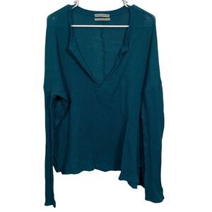Urban Outfitters Teal Slouchy Fit V-Neck Knit Sweater
